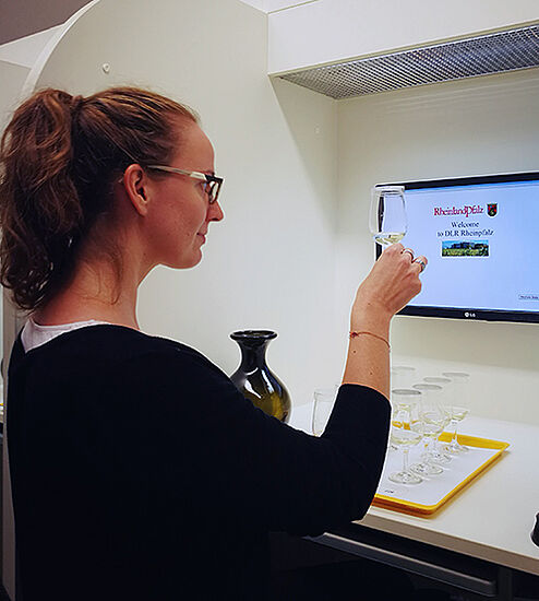 MBA student Franziska in the sensory lab