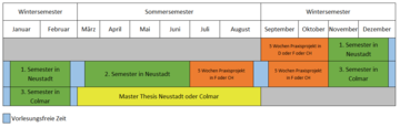 Studienverlaufsplan des Masters Weinbau und Oenologie am Weincampus Neustadt Bild: Studienverlaufsplan des deutsch-französischen Masters am Weincampus Neustadt